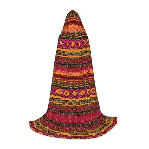 Zhengjia Mexikanischer Volkskunst, Boho-Druck, Halloween, Kapuzenumhang, Hexe, Cosplay, Zubehör, Erwachsene/Kinder, Faschingskostüm für Maskerade, Halloween, Familienfeier von Zhengjia