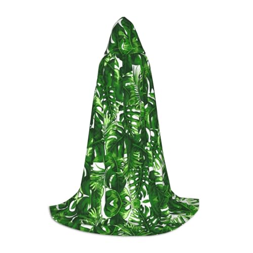 Zhengjia Monstera Deliciosa Bananenpalmen-Druck, Halloween-Kapuzenumhang, Hexe, Cosplay, Zubehör, Erwachsene/Kinder, Faschingskostüm für Maskerade, Halloween, Familienfeier von Zhengjia