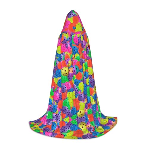 Zhengjia Pickleball-Bälle, buntes Muster, Druck, Halloween, Kapuzenumhang, Hexe, Cosplay, Zubehör, Erwachsene/Kinder, Kostüm für Maskerade, Halloween, Familienfeier von Zhengjia