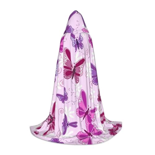 Zhengjia Pinker Schmetterlings-Druck, Halloween-Kapuzenumhang, Hexe, Cosplay-Zubehör, Erwachsene/Kinder, Kostüm für Maskerade, Halloween, Familienfeier Zhengjia Pinker Schmetterlings-Druck, Halloween-Kapuzenumhang, Hexe, Cosplay-Zubehör, Erwachsene/Kinder, Kostüm für Maskerade, Halloween, Familienfeier von Zhengjia