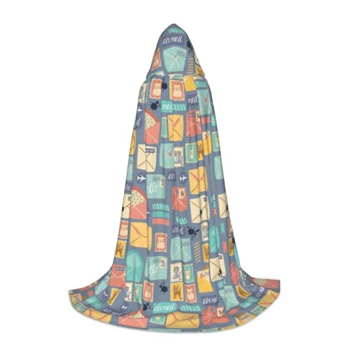 Zhengjia Postal Stationery Print Halloween Hooded Cape Witch Cosplay Accessories Adult/Kids Fancy Dress Costume For Maskerade, Halloween, Family Party von Zhengjia