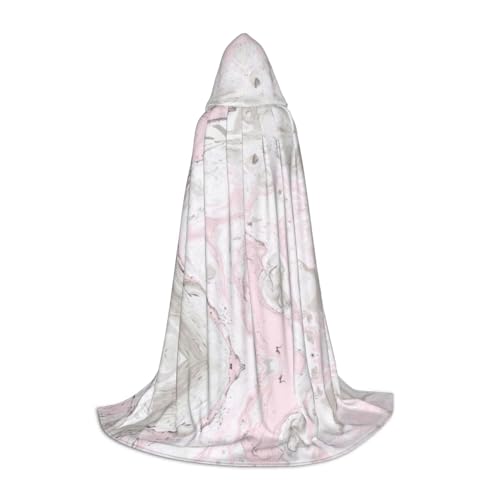 Zhengjia Rosa abstrakte Tinte Marmor grau künstlerischer Druck Halloween Kapuzenumhang Hexe Cosplay Zubehör Erwachsene/Kinder Verkleidung Kostüm für Maskerade, Halloween, Familienparty von Zhengjia