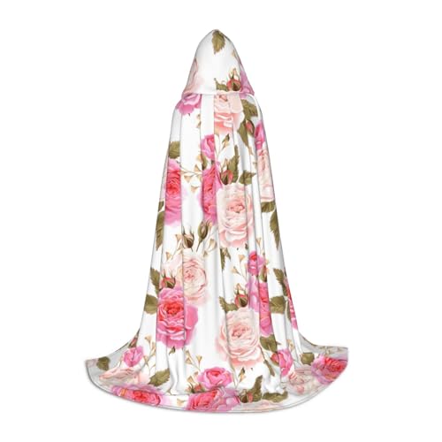 Zhengjia Rosenblumen-Druck, Halloween-Kapuzenumhang, Hexe, Cosplay-Zubehör, Erwachsene/Kinder, Kostüm für Maskerade, Halloween, Familienfeier von Zhengjia