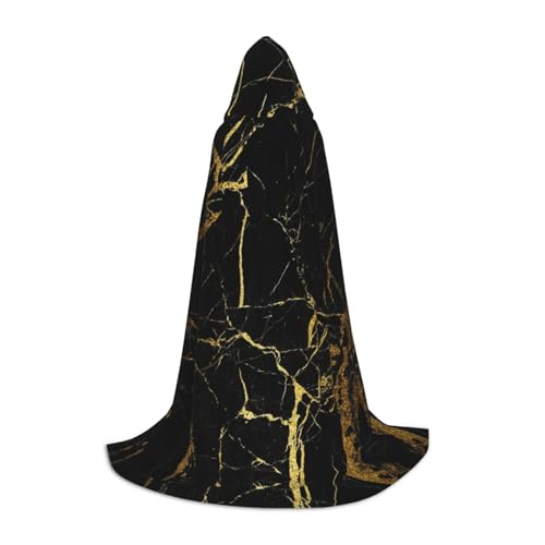 Zhengjia Schwarz-goldener Marmor-Druck, Halloween-Kapuzenumhang, Hexe, Cosplay-Zubehör, Erwachsene/Kinder, Kostüm für Maskerade, Halloween, Familienfeier von Zhengjia