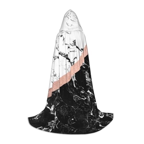 Zhengjia Schwarz-weißer Marmor-Druck, Halloween-Kapuzenumhang, Hexe, Cosplay-Zubehör, Erwachsene/Kinder, Kostüm für Maskerade, Halloween, Familienfeier von Zhengjia