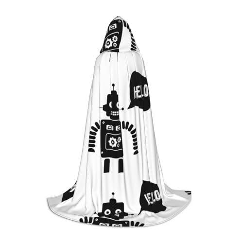 Zhengjia Schwarzer Roboter-Druck, Halloween-Kapuzenumhang, Hexe, Cosplay-Zubehör, Erwachsene/Kinder, Kostüm für Maskerade, Halloween, Familienfeier Zhengjia Schwarzer Roboter-Druck, Halloween-Kapuzenumhang, Hexe, Cosplay-Zubehör, Erwachsene/Kinder, Kostüm für Maskerade, Halloween, Familienfeier von Zhengjia
