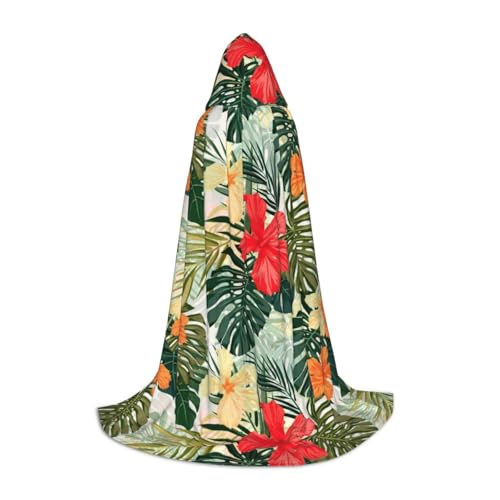 Zhengjia Sommer-Hawaii-Druck, Halloween-Kapuzenumhang, Hexe, Cosplay-Zubehör, Erwachsene/Kinder, Kostüm für Maskerade, Halloween, Familienfeier von Zhengjia