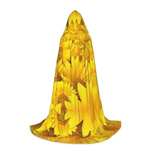 Zhengjia Sonnenblumen-Druck, Halloween-Kapuzenumhang, Hexe, Cosplay-Zubehör, Erwachsene/Kinder, Kostüm für Maskerade, Halloween, Familienfeier von Zhengjia