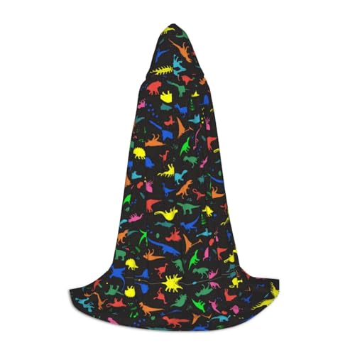 Zhengjia Süßer Dinosa-Druck, Halloween-Kapuzenumhang, Hexe, Cosplay-Zubehör, Erwachsene/Kinder, Kostüm für Maskerade, Halloween, Familienfeier von Zhengjia