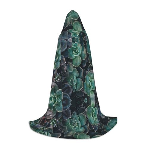 Zhengjia Sukkulenten-Druck, Halloween-Kapuzenumhang, Hexe, Cosplay-Zubehör, Erwachsene/Kinder, Kostüm für Maskerade, Halloween, Familienfeier von Zhengjia