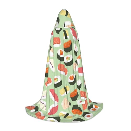 Zhengjia Sushi-Essensmuster-Druck, Halloween-Kapuzenumhang, Hexe, Cosplay-Zubehör, Erwachsene/Kinder, Kostüm für Maskerade, Halloween, Familienfeier von Zhengjia