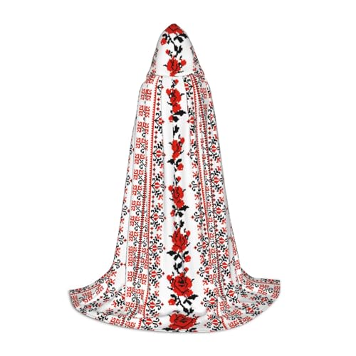 Zhengjia Ukrainischer Stickerei-Stil, Rosen-Druck, Halloween-Kapuzenumhang, Hexe, Cosplay, Zubehör, Erwachsene/Kinder, Faschingskostüm für Maskerade, Halloween, Familienfeier von Zhengjia