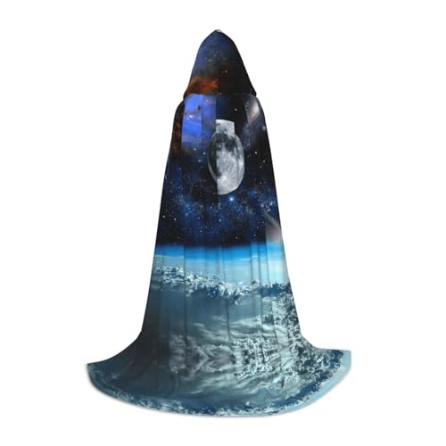 Zhengjia Weltraumplaneten-Druck, Halloween-Kapuzenumhang, Hexe, Cosplay-Zubehör, Erwachsene/Kinder, Kostüm für Maskerade, Halloween, Familienfeier von Zhengjia