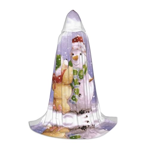 Zhengjia Winter-Schneemann-Druck, Halloween-Kapuzenumhang, Hexe, Cosplay-Zubehör, Erwachsene/Kinder, Faschingskostüm für Maskerade, Halloween, Familienfeier von Zhengjia