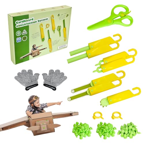 Zhenx 130 Stück Karton Bauwerkzeuge mit Werkzeugkasten, Kartonschneider für Kinder, Kreatives STEM Lernspielzeug für Familie & Teamaktivitäten Zhenx 130 Stück Karton Bauwerkzeuge mit Werkzeugkasten, Kartonschneider für Kinder, Kreatives STEM Lernspielzeug für Familie & Teamaktivitäten von Zhenx