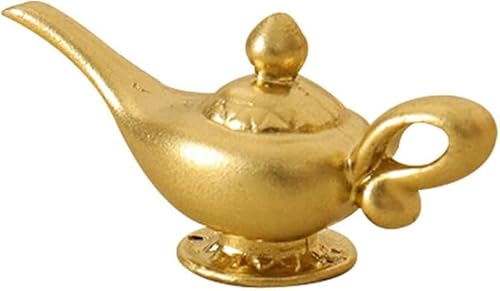 Gold 1/12 Miniatur Aladdin Genie Lampe Dekoration Genie Lampe Puppenhaus Zubehör Miniatur Szene Modell Puppenhaus Dekor Zubehör von Zhhuoc