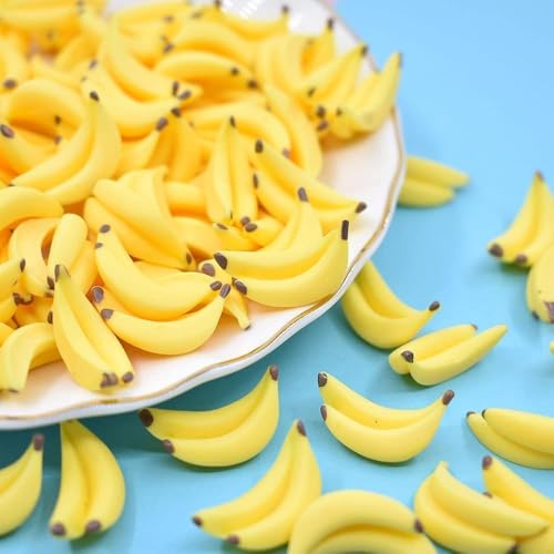 Künstliche Mini-Bananen aus Kunststoff, niedliche Bananenmodelle im Maßstab 1:12, lebensechte Obstbananen, Mini-Bananen für Mini-Haus, Küche, Feengarten, Puppenhaus-Dekor, Zubehör, 35 Stück von Zhhuoc