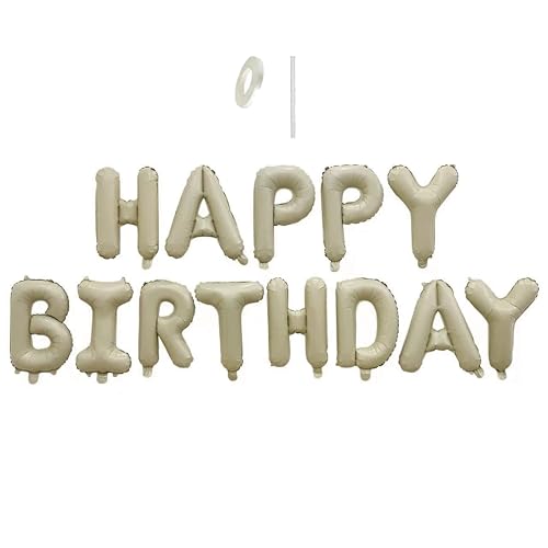 Cremefarbene Buchstaben "Happy Birthday"-Ballon-Banner 40,6 cm Mylar-Folie, Buchstaben, Schild, Banner, Wimpelkette, wiederverwendbar, für Mädchen, Jungen, Kinder und Erwachsene von ZhiheHui
