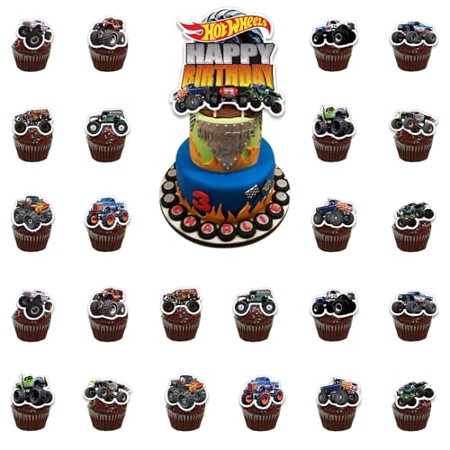 25 Stück Auto Tortendeko, Hot Whels Deko für Jungen, Truck Cupcake Topper, Cars Muffin Deko, Auto Dekoration für Kinder Geburtstag Party Kuchen Supplies 25 Stück Auto Tortendeko, Hot Whels Deko für Jungen, Truck Cupcake Topper, Cars Muffin Deko, Auto Dekoration für Kinder Geburtstag Party Kuchen Supplies von Zhlearda