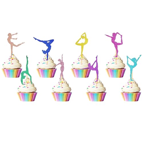 32 Stück Glitter Gymnastik Cupcake Toppers, Aerobic Yog Kuchen Topper, Bunte Gymnastik-Silhouette Cupcake Toppers Picks, Ballerina Cupcake Toppers für Geburtstag Party Decor 32 Stück Glitter Gymnastik Cupcake Toppers, Aerobic Yog Kuchen Topper, Bunte Gymnastik-Silhouette Cupcake Toppers Picks, Ballerina Cupcake Toppers für Geburtstag Party Decor von Zhlearda