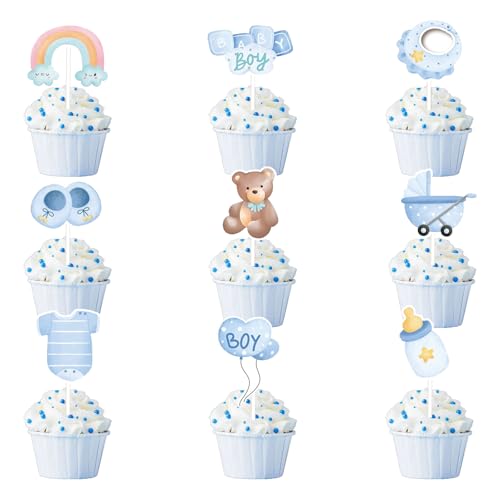 36 Stück Babyparty Tortendeko Taufe Junge, Baby Boy Cupcake Topper, Baby Shower Cupcake Toppers, Babyparty Tortendeko, Muffin Deko Blau, Geburtstag für Taufe Deko, Baby Birthday Party Deko 36 Stück Babyparty Tortendeko Taufe Junge, Baby Boy Cupcake Topper, Baby Shower Cupcake Toppers, Babyparty Tortendeko, Muffin Deko Blau, Geburtstag für Taufe Deko, Baby Birthday Party Deko von Zhlearda