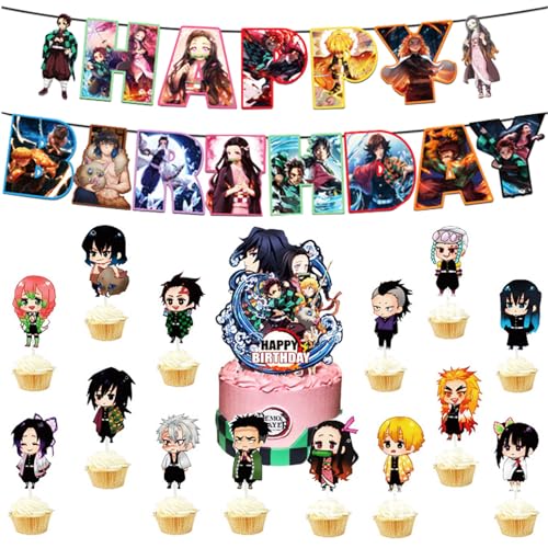 Tortendeko, 16Pcs Geburtstagsdeko, Happy Birthday Banner, Anime Muffin Deko, Thema Party Deko, Kuchen Deko, Party Deko Geburtstag, Tortenaufleger für Kinder Junge Mädchen Party Zubehör Tortendeko, 16Pcs Geburtstagsdeko, Happy Birthday Banner, Anime Muffin Deko, Thema Party Deko, Kuchen Deko, Party Deko Geburtstag, Tortenaufleger für Kinder Junge Mädchen Party Zubehör von Zhlearda