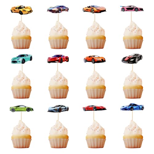 Sportwagen Car Cupcake Toppers, 36 Stück Rennwagen Tortendeko, Rennthema Geburtstag Tortenstecker, Cupcake Topper Auto, Tortendeko Kindergeburtstag, für Jungen Geburtstagsfeier Partys Sportwagen Car Cupcake Toppers, 36 Stück Rennwagen Tortendeko, Rennthema Geburtstag Tortenstecker, Cupcake Topper Auto, Tortendeko Kindergeburtstag, für Jungen Geburtstagsfeier Partys von Zhlearda