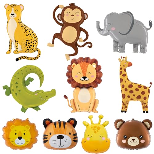 XXL Folienballon Tiere, 10 Stück Luftballon Tiere, Helium Ballons Tiere, Folienballon Waldtiere, Waldtiere Geburtstag Deko, Tier Luftballons Kindergeburtstag, Kinder Geburtstag Party Deko von Zhlearda