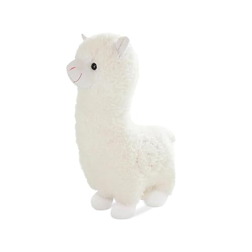 Zhlearda Alpaka Kuscheltier, 28cm Plüschtier, Niedlicher Plüsch Spielzeug, Stand Stofftier, Kuscheliges Geschenk für Kinder Mädchen Jungen (Weiß) von Zhlearda