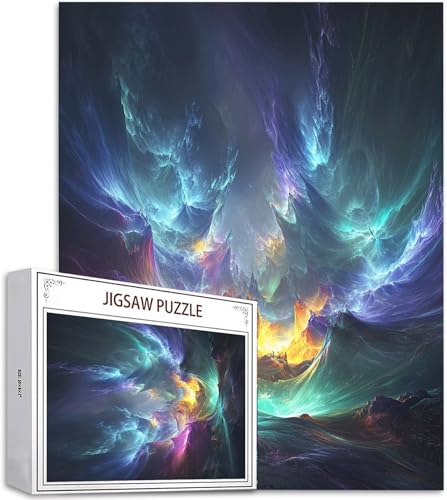 Puzzle 100 Teile Aurora Puzzle Erwachsene, DIY Groß Puzzelmatten, Holzpuzzle für Erwachsene und Kinder ab 12 Jahren Wooden Jigsaw Berg Geschicklichkeitsspiel für Die Ganze Familie, Geschenke D-750 von Zhlpjecc