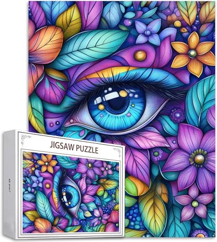 Puzzle 100 Teile Blume Puzzle Erwachsene, DIY Groß Puzzelmatten, Holzpuzzle für Erwachsene und Kinder ab 12 Jahren Wooden Jigsaw Auge Geschicklichkeitsspiel für Die Ganze Familie, Geschenke D-730 von Zhlpjecc