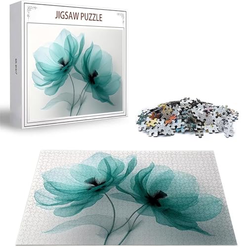 Puzzle 100 Teile Blume Puzzle Erwachsene, DIY Groß Puzzelmatten, Holzpuzzle für Erwachsene und Kinder ab 12 Jahren Wooden Jigsaw Blau Geschicklichkeitsspiel für Die Ganze Familie, Geschenke D-238 von Zhlpjecc
