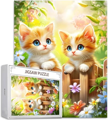 Puzzle 100 Teile Blume Puzzle Erwachsene, DIY Groß Puzzelmatten, Holzpuzzle für Erwachsene und Kinder ab 12 Jahren Wooden Jigsaw Katze Geschicklichkeitsspiel für Die Ganze Familie, Geschenke D-703 von Zhlpjecc