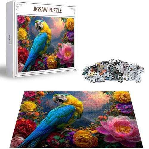 Puzzle 100 Teile Blume Puzzle Erwachsene, DIY Groß Puzzelmatten, Holzpuzzle für Erwachsene und Kinder ab 12 Jahren Wooden Jigsaw Papagei Geschicklichkeitsspiel für Die Ganze Familie, Geschenke D-261 von Zhlpjecc