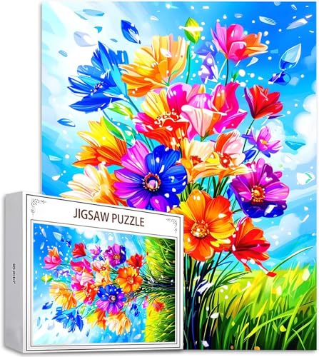 Puzzle 100 Teile Blumen Puzzle Erwachsene, DIY Groß Puzzelmatten, Holzpuzzle für Erwachsene und Kinder ab 12 Jahren Wooden Jigsaw Farbe Geschicklichkeitsspiel für Die Ganze Familie, Geschenke D-738 von Zhlpjecc