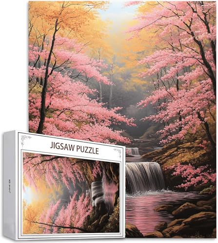 Puzzle 100 Teile Fallen Puzzle Erwachsene, DIY Puzzelmatten, Holzpuzzle für Erwachsene und Kinder ab 12 Jahren Wooden Jigsaw Kirschblüten Geschicklichkeitsspiel für Die Ganze Familie, Geschenke D-867 von Zhlpjecc