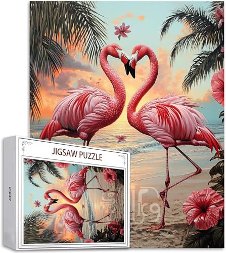 Puzzle 100 Teile Strand Puzzle Erwachsene, DIY Groß Puzzelmatten, Holzpuzzle für Erwachsene und Kinder ab 12 Jahren Wooden Jigsaw Flamingo Geschicklichkeitsspiel für Die Ganze Familie, Geschenke D-886 von Zhlpjecc