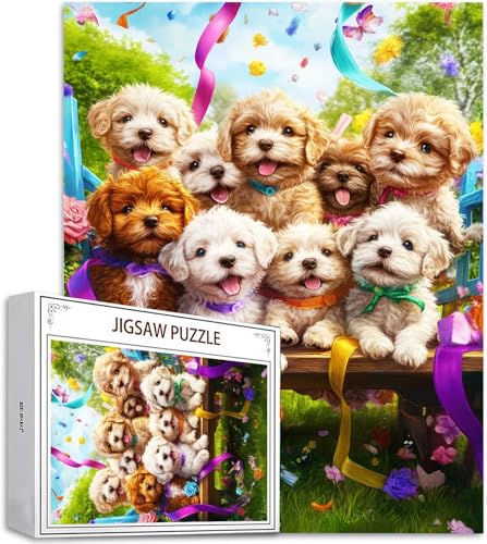 Puzzle 100 Teile Tier Puzzle Erwachsene, DIY Groß Puzzelmatten, Holzpuzzle für Erwachsene und Kinder ab 12 Jahren Wooden Jigsaw Hund Geschicklichkeitsspiel für Die Ganze Familie, Geschenke D-590 von Zhlpjecc