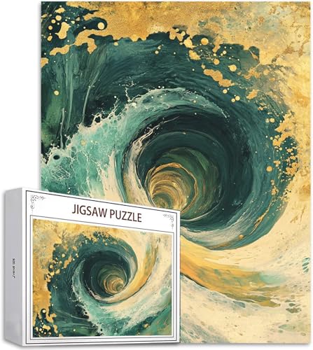 Puzzle 1000 Teile Abstrakt Puzzle Erwachsene, DIY Groß Puzzelmatten, Holzpuzzle für Erwachsene Kinder ab 12 Jahren Wooden Jigsaw Wellen Geschicklichkeitsspiel für Die Ganze Familie, Geschenke D-546 von Zhlpjecc