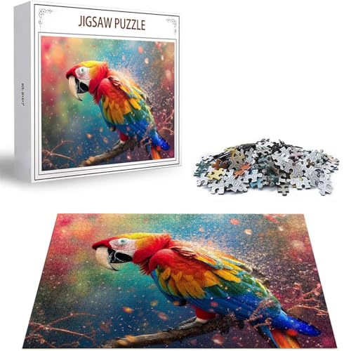 Puzzle 1000 Teile Farbe Puzzle Erwachsene, DIY Groß Puzzelmatten, Holzpuzzle für Erwachsene und Kinder ab 12 Jahren Wooden Jigsaw Papagei Geschicklichkeitsspiel für Die Ganze Familie, Geschenke D-32 von Zhlpjecc