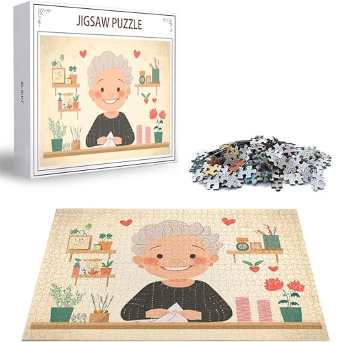 Puzzle 1000 Teile Oma Puzzle Erwachsene, DIY Groß Puzzelmatten, Holzpuzzle für Erwachsene und Kinder ab 12 Jahren Wooden Jigsaw Blume Geschicklichkeitsspiel für Die Ganze Familie, Geschenke D-327 von Zhlpjecc