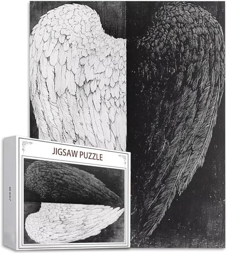 Puzzle 1000 Teile Schwarz und Weiß Puzzle Erwachsene, DIY Groß Puzzelmatten, Holzpuzzle für Erwachsene und Kinder ab 12 Jahren Wooden Jigsaw Flügel Geschicklichkeitsspiel für Die Ganze Familie, D-652 von Zhlpjecc