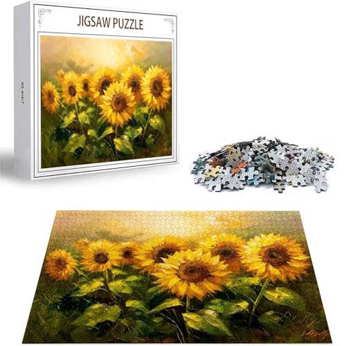 Puzzle 1000 Teile Sonnenblume Puzzle Erwachsene, DIY Puzzelmatten, Holzpuzzle für Erwachsene und Kinder ab 12 Jahren Wooden Jigsaw Blume Geschicklichkeitsspiel für Die Ganze Familie, Geschenke D-465 von Zhlpjecc