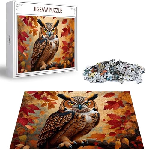 Puzzle 1000 Teile Tier Puzzle Erwachsene, DIY Groß Puzzelmatten, Holzpuzzle für Erwachsene und Kinder ab 12 Jahren Wooden Jigsaw Eule Geschicklichkeitsspiel für Die Ganze Familie, Geschenke D-117 von Zhlpjecc