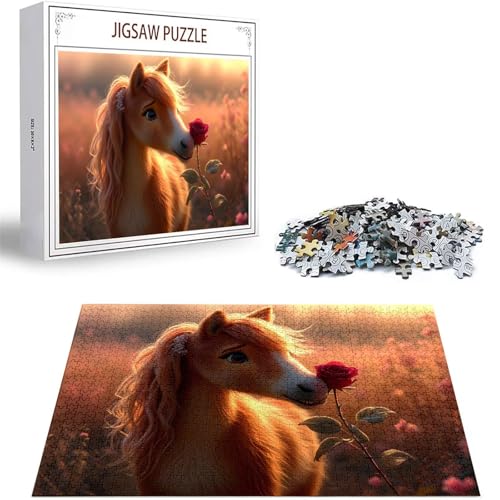 Puzzle 300 Teile Blume Puzzle Erwachsene, DIY Groß Puzzelmatten, Holzpuzzle für Erwachsene und Kinder ab 12 Jahren Wooden Jigsaw Pferd Geschicklichkeitsspiel für Die Ganze Familie, Geschenke D-239 von Zhlpjecc