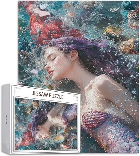 Puzzle 300 Teile Karikatur Puzzle Erwachsene, DIY Groß Puzzelmatten, Holzpuzzle für Erwachsene und Kinder ab 12 Jahren Wooden Jigsaw Meerjungfrau Geschicklichkeitsspiel für Die Ganze Familie, D-582 von Zhlpjecc