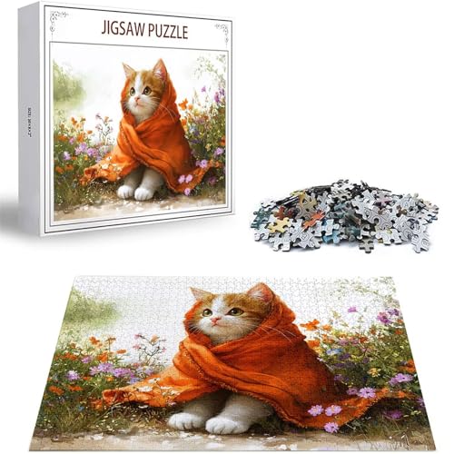 Puzzle 300 Teile Katze Puzzle Erwachsene, DIY Groß Puzzelmatten, Holzpuzzle für Erwachsene und Kinder ab 12 Jahren Wooden Jigsaw Blume Geschicklichkeitsspiel für Die Ganze Familie, Geschenke D-353 von Zhlpjecc