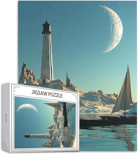 Puzzle 300 Teile Leuchtturm Puzzle Erwachsene, DIY Groß Puzzelmatten, Holzpuzzle für Erwachsene und Kinder ab 12 Jahren Wooden Jigsaw Segelboot Geschicklichkeitsspiel für Die Ganze Familie D-575 von Zhlpjecc