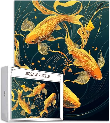 Puzzle 300 Teile Tier Puzzle Erwachsene, DIY Groß Puzzelmatten, Holzpuzzle für Erwachsene und Kinder ab 12 Jahren Wooden Jigsaw Goldfisch Geschicklichkeitsspiel für Die Ganze Familie, Geschenke D-595 von Zhlpjecc