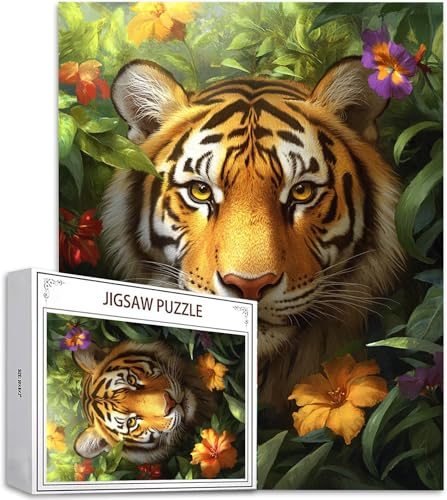 Puzzle 4000 Teile Blume Puzzle Erwachsene, DIY Groß Puzzelmatten, Holzpuzzle für Erwachsene und Kinder ab 12 Jahren Wooden Jigsaw Tiger Geschicklichkeitsspiel für Die Ganze Familie, Geschenke D-700 von Zhlpjecc